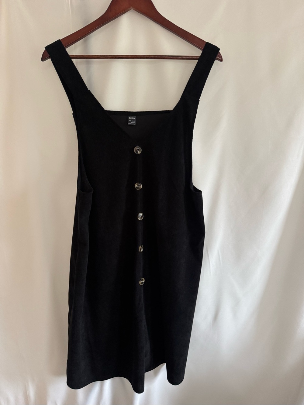 Black Button-Front Women's Pinafore Dress